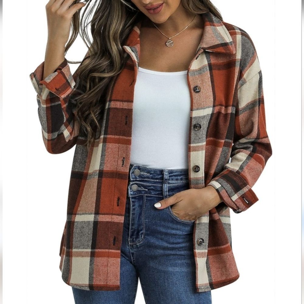 Orange Plaid Shacket XL
